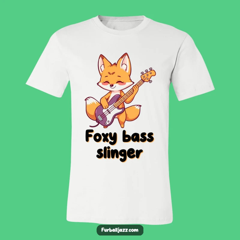 Funny Fox Bass Guitar T-Shirt: Playful Musician, Rocker Funny Gift Tee