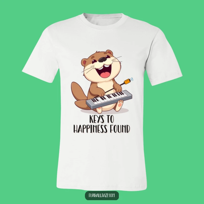 Funny Otter Keyboard T-Shirt - Playful Musician Otter Tee, Great Gift