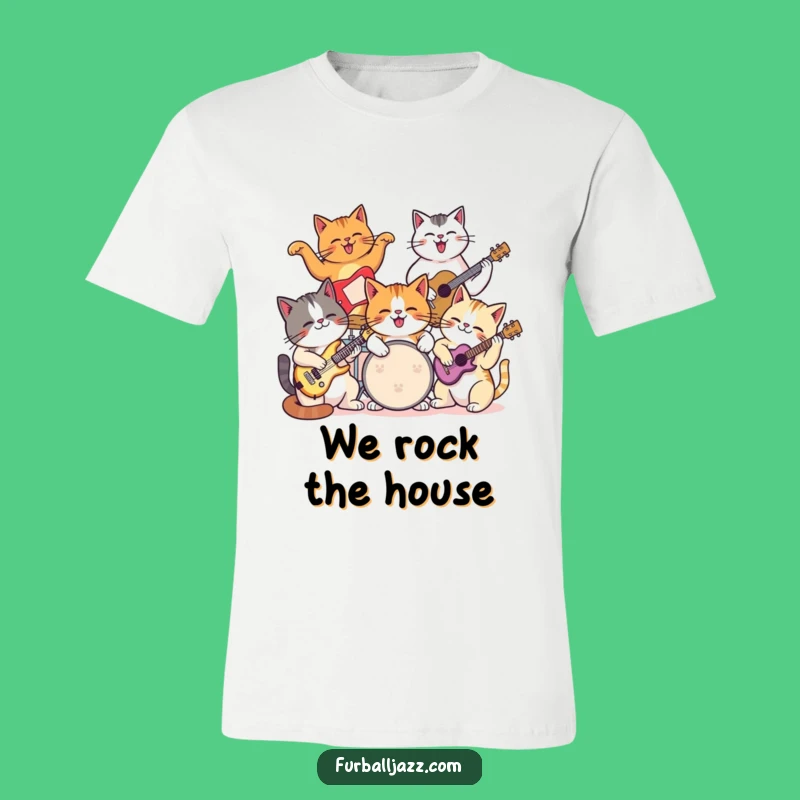 Funny Cat Jam Session T-Shirt - Cool Feline Band Tee for Music Fans