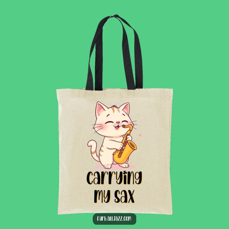 Funny Cat Saxophone Tote Bag - Durable Jazzy Pet Bag, Ideal Gift