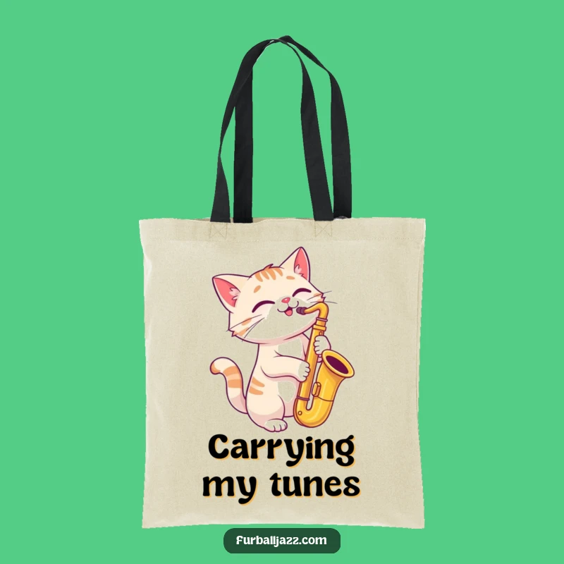 Funny Cat Saxophone Tote Bag: Stylish & Musical Carry-all
