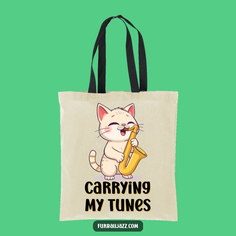 Funny Cat Saxophone Tote Bag - Carry Your Music & Style