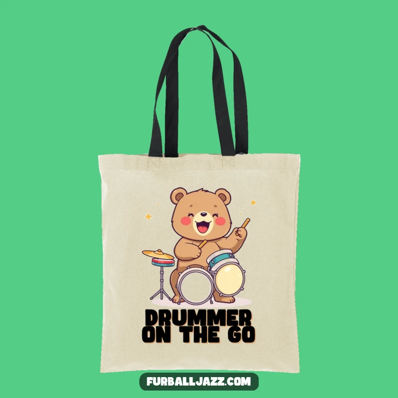Funny Bear Drummer Tote Bag: Carry Your Gear With Rhythmic Style