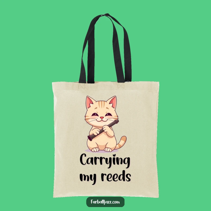 Funny Cat Clarinet Player Tote Bag - Chic Feline Musician Carry-All