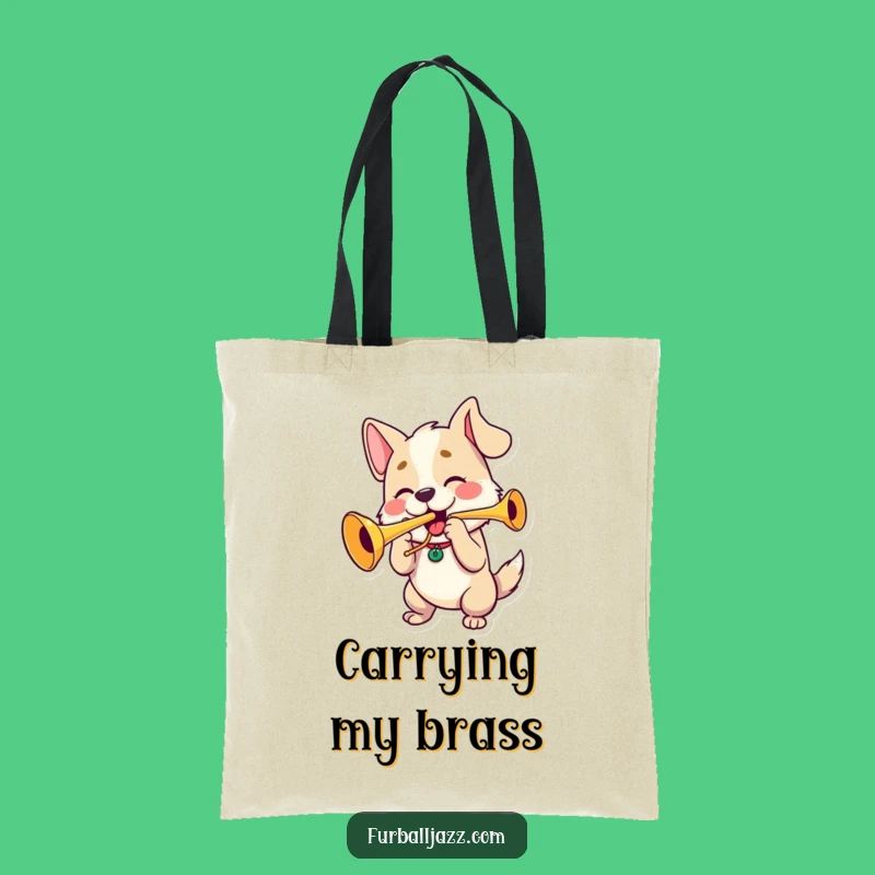 Funny Dog Trumpet Player Tote Bag: Carry Your Tunes and Laughs in Style