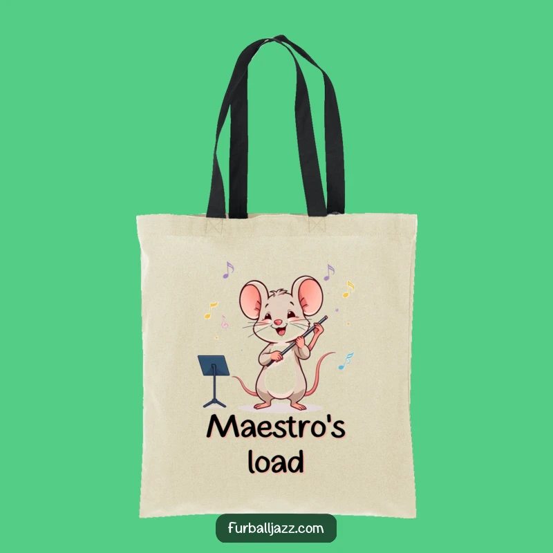 Funny Mouse Orchestra Conductor Tote Bag - Chic Musical Bag