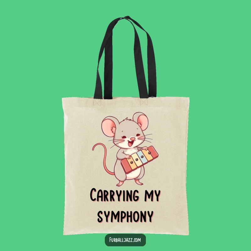 Funny Mouse Xylophone Tote Bag: Durable Music Design, Perfect Gift for Carrying Tunes