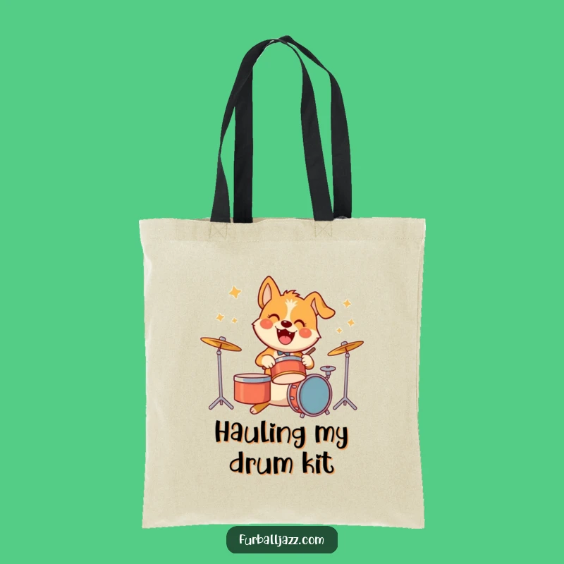 Funny Dog Drummer Tote Bag - Carry Your Rhythm Everywhere!